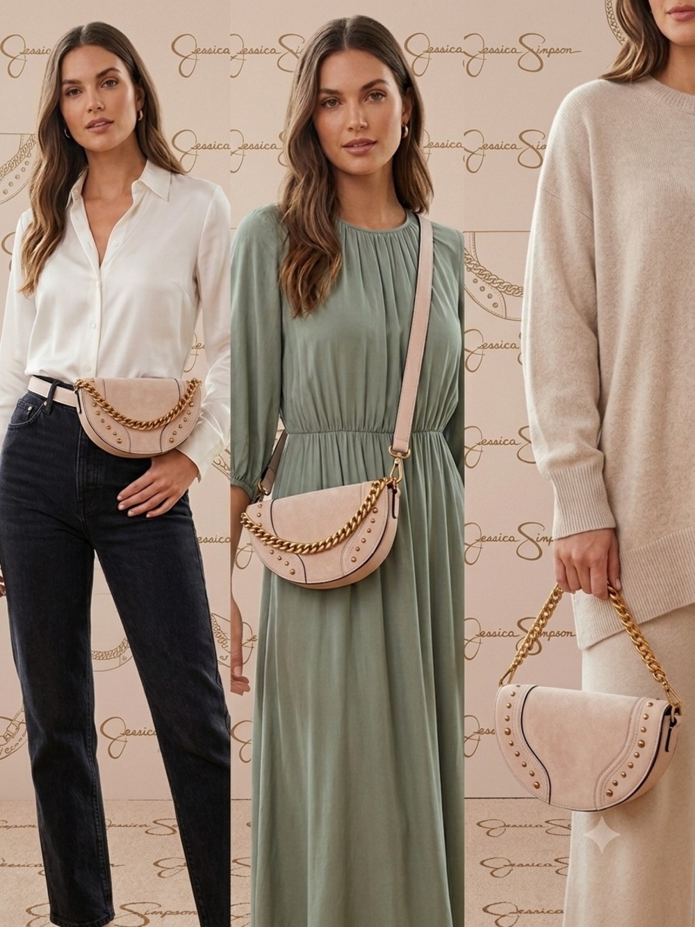 Jessica Simpson Blush Suede Lexie 3-in-1 BeltBag Crossbody Saddle Handbag NWT